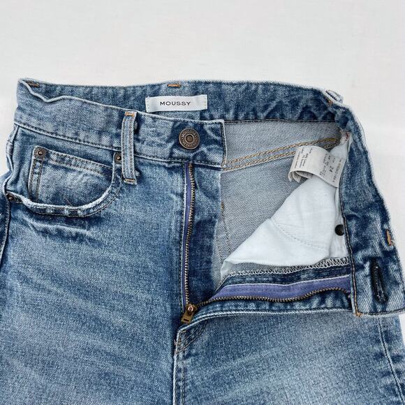 Moussy MVS Flare Leg Light Wash Faded Jeans High Rise Wide Leg Fall Fit Size 24 - Picture 4 of 12